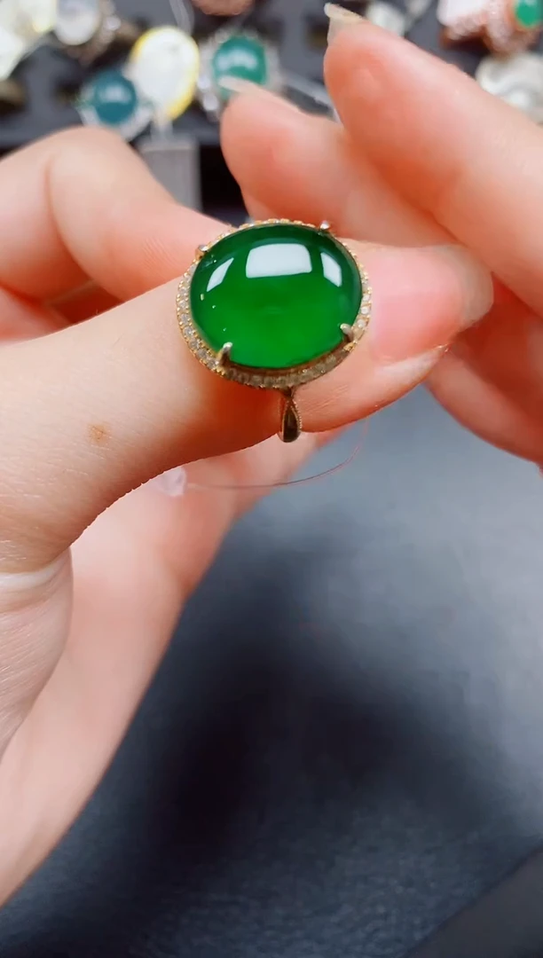 银S925镶嵌戒指翡翠翡翠