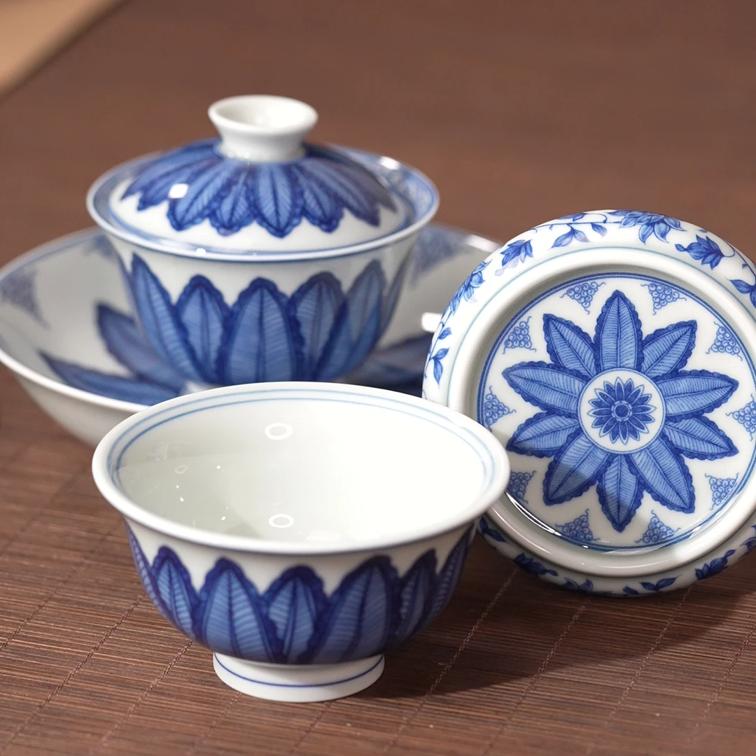 青花釉下芭蕉叶套组（Q0405）