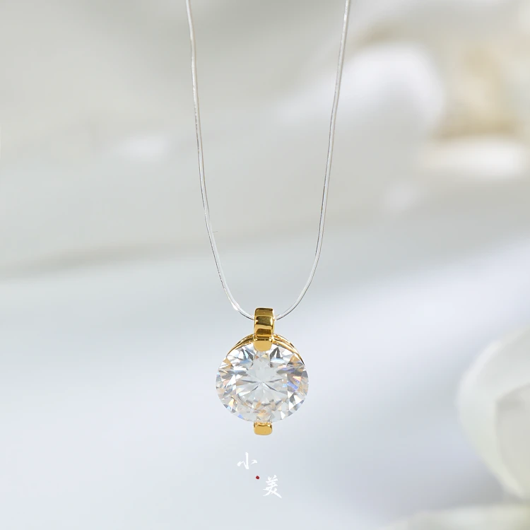 莫桑石18K金璀璨人鱼之泪泡泡项链 简约高级三克拉G80414