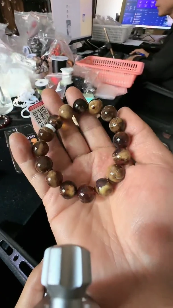 【闪购商品】琥珀手链未镶嵌规格13溶洞蜜手串#133