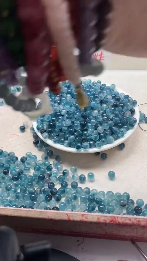 【闪购商品】玛瑙/玉髓颈饰未镶嵌w836蓝水飘花6mm*50颗