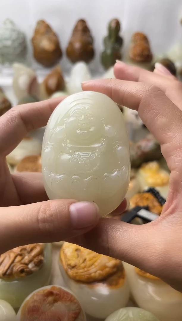 石材方解石棉纹正常不退换弥勒佛