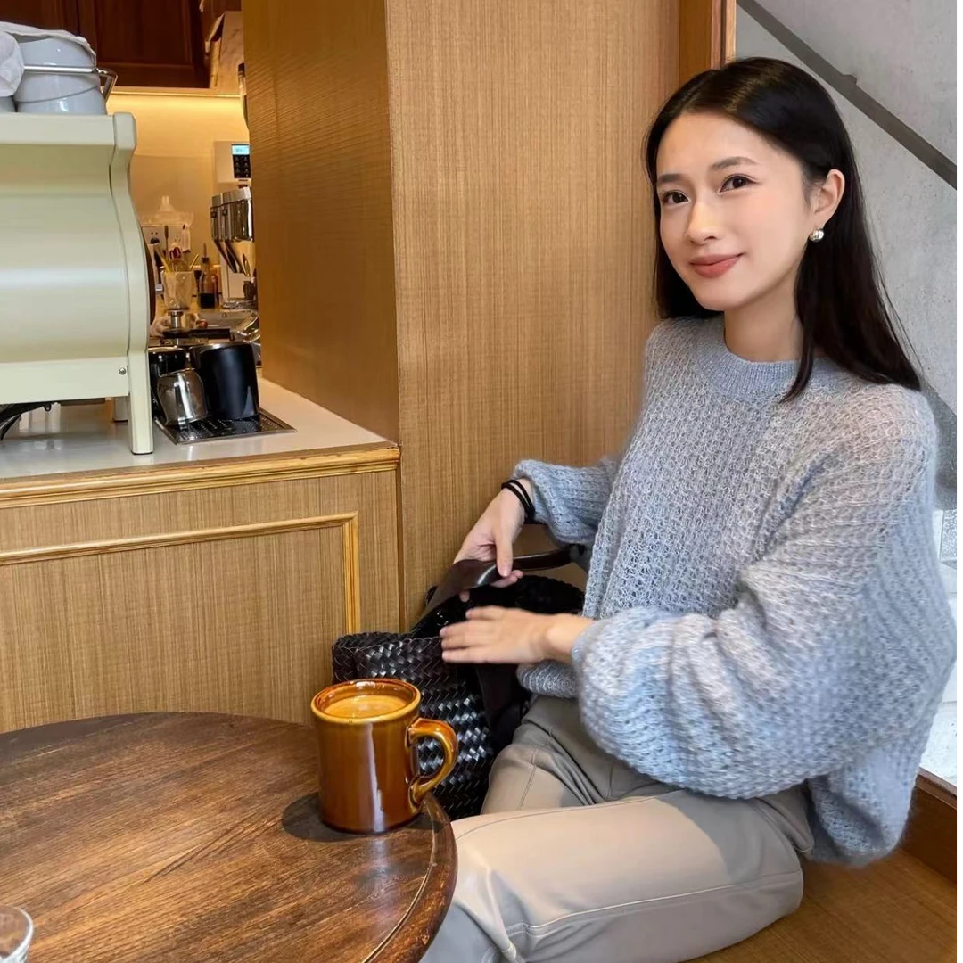 福利--拍下编码--春夏装圆领套头镂空百搭时尚长袖宽松针织衫女