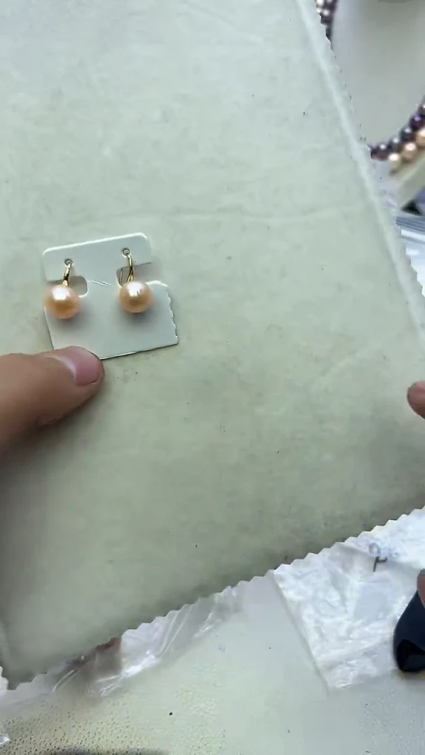 未镶嵌耳饰淡水珍珠中国红耳饰11mm