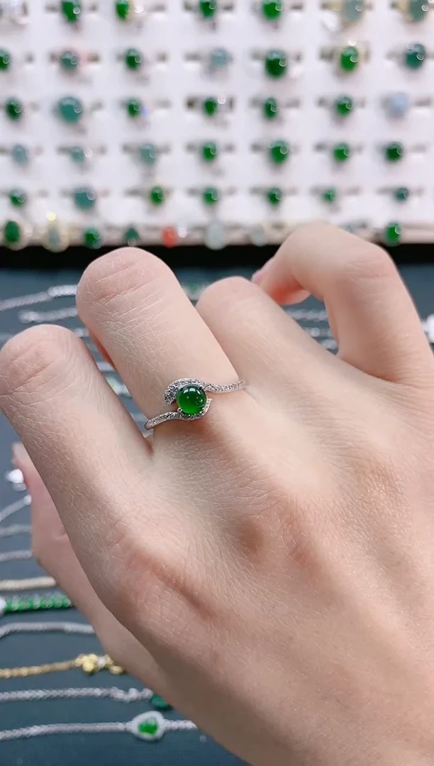 【闪购商品】翡翠戒指银S925镶嵌天然翡翠