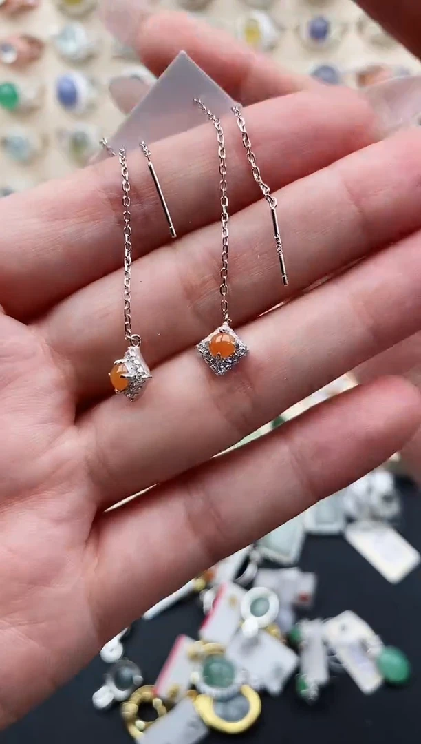 银S925镶嵌戒指翡翠天然缅甸翡翠A货111-8-8