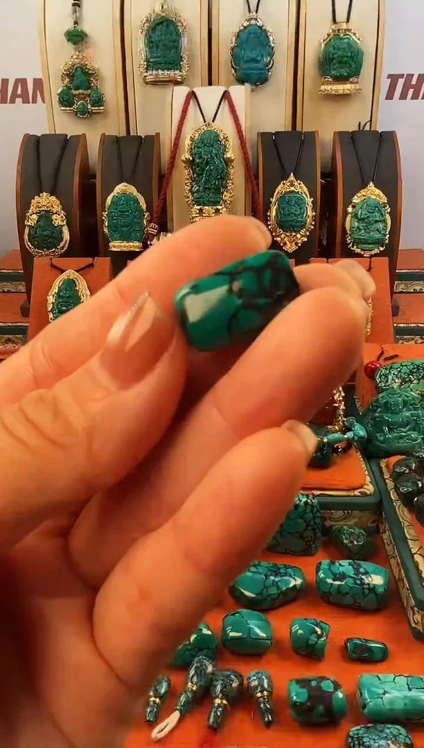 合金绿松石.网花 单颗