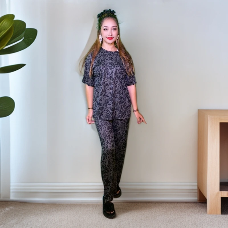 民族风时尚套装裤子圆领休闲古风御姐风职场新中式