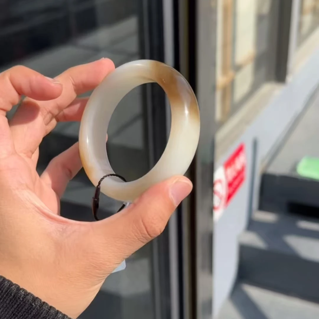 【鸿玉臻选】和田玉新疆羊脂玉一口糖手镯 多样性发一件 A1Z0509