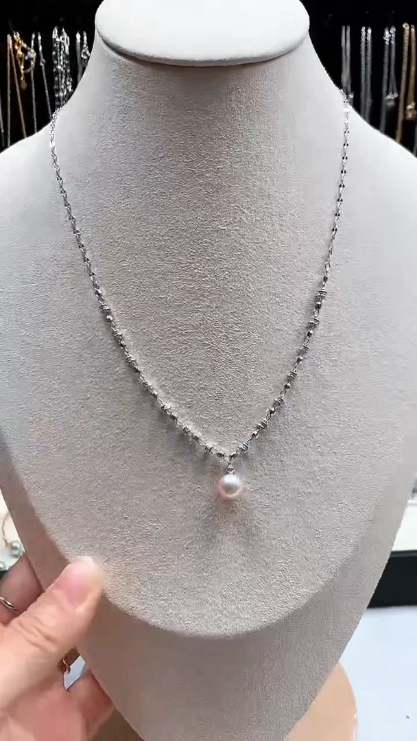 【闪购商品】海水珍珠颈饰银S925镶嵌海水珍珠镭射套链