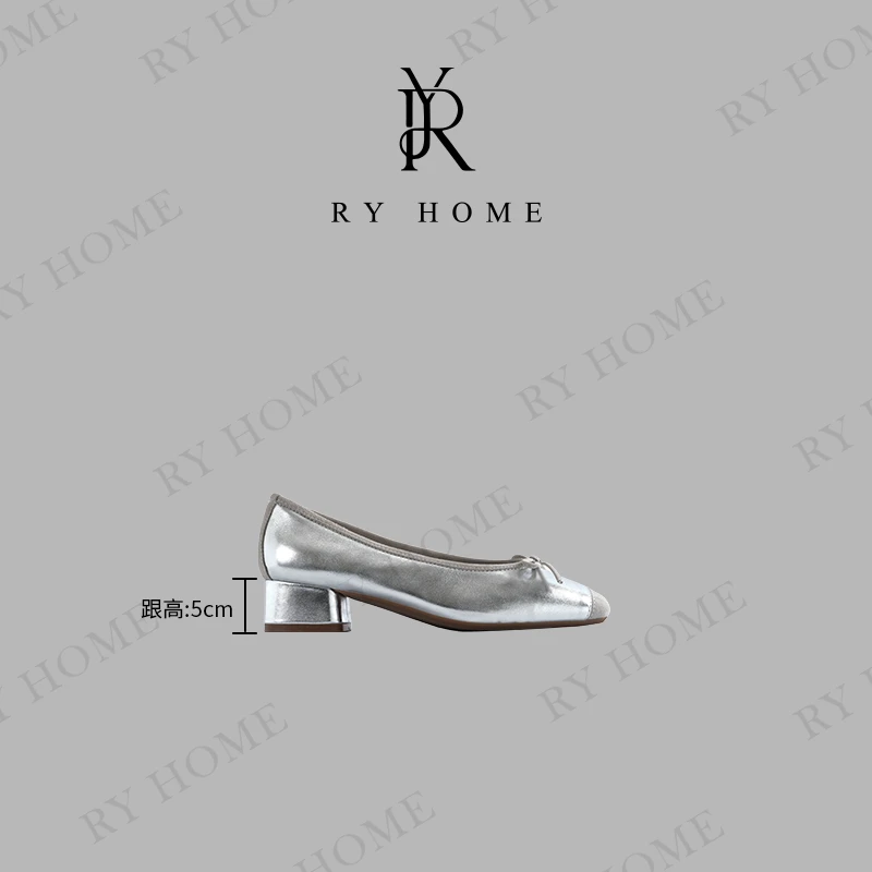 【容雨RYHOME】牛皮＋法式复古风内羊皮中高跟鞋251X1294