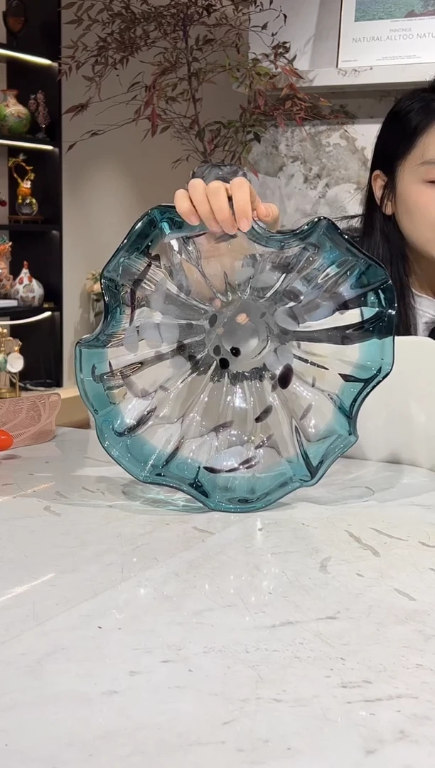 【闪购商品】琉璃蓝色荷叶果盘