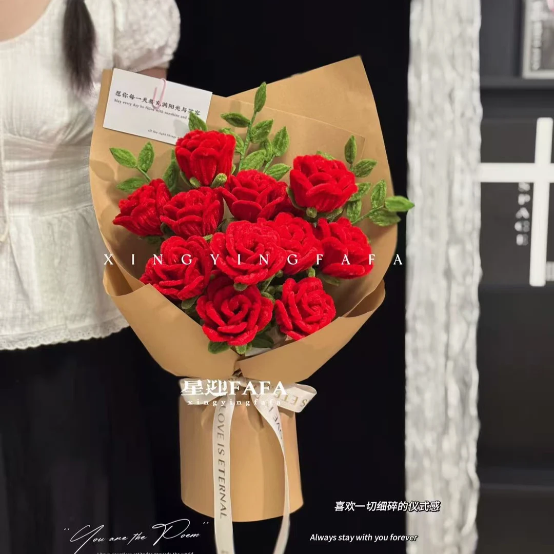 DT1玫瑰花材料｜扭扭棒自制见面花束送女友送朋友创意礼物DIY手工