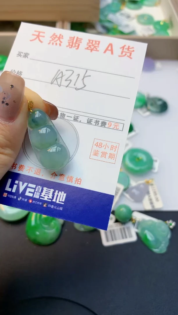 颈饰18K金镶嵌翡翠天然缅甸A货翡翠百元以上9元证书费自理