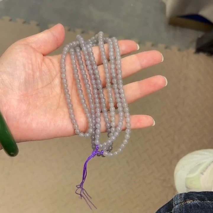 约4mm和田玉烟紫小米珠链多样性发一
