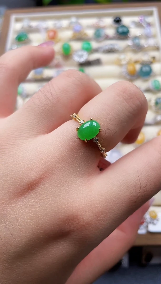 银S925镶嵌戒指翡翠张****️1