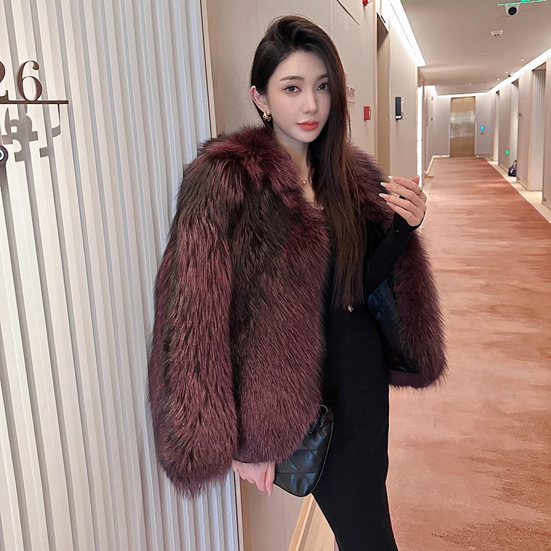 瑞秋皮草【时髦精】进口芬兰银狐狸毛整皮皮草外套女新款皮毛一体