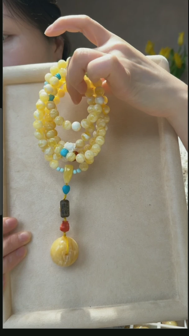 【闪购商品】蜜蜡毛衣链未镶嵌天然蜜蜡108颗毛衣链