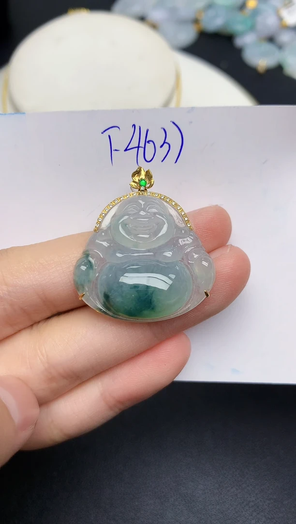 颈饰18K金镶嵌翡翠天然缅甸A货翡翠百元以上9元证书费自理