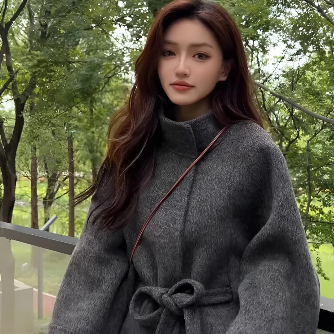 【束语定制】  秋冬新款中长款厚款保暖羊毛外套呢大衣高级感双面款