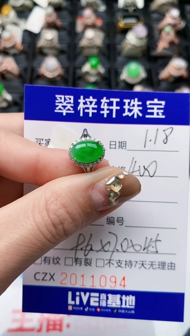 【闪购商品】翡翠戒指银S925镶嵌1094