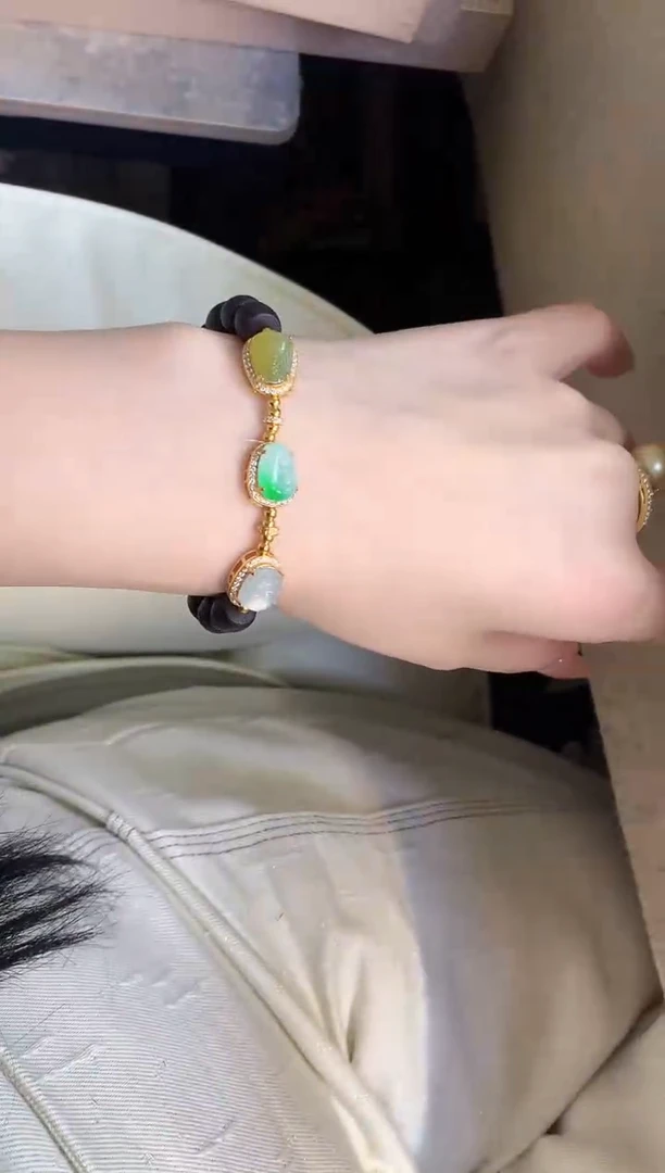 银S925镶嵌手串翡翠手串