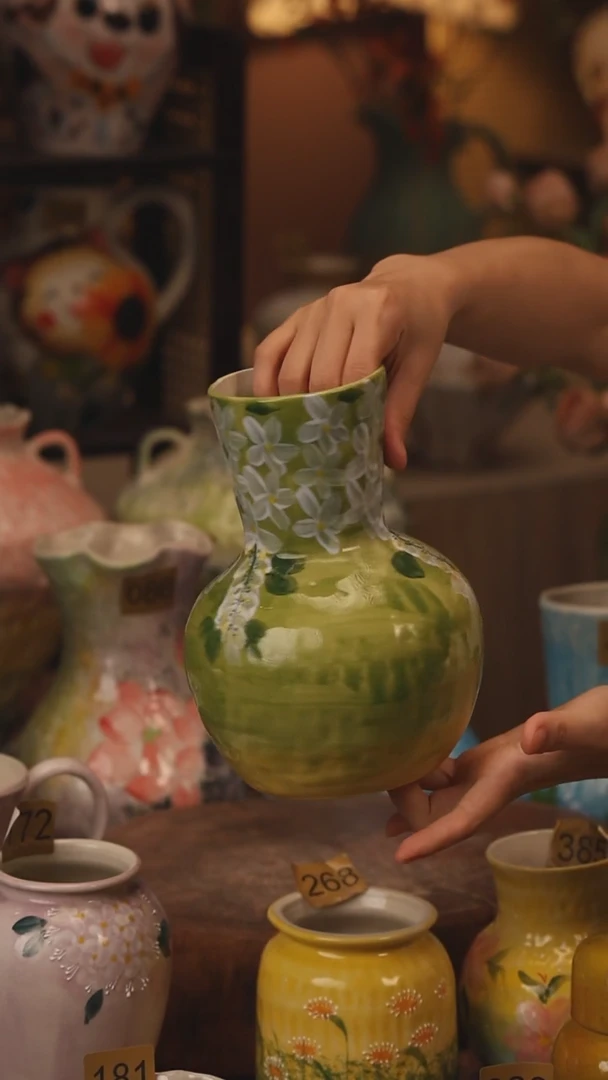 陶瓷420景德镇设计师手作花器摆件侘寂风