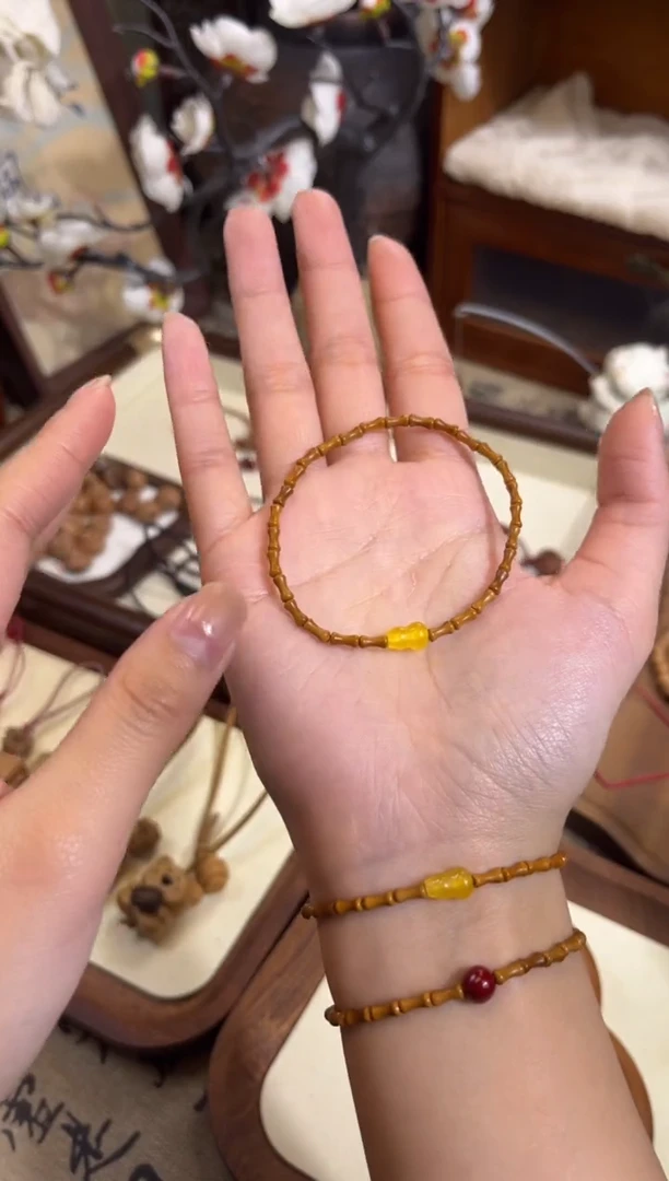 手串桃核【桃缘行】竹节「黄色葫芦」桃木桃核辟、挡、驱、护 备注手围