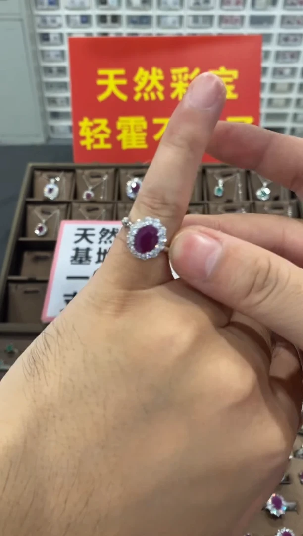 银S925镶嵌戒指红宝石1