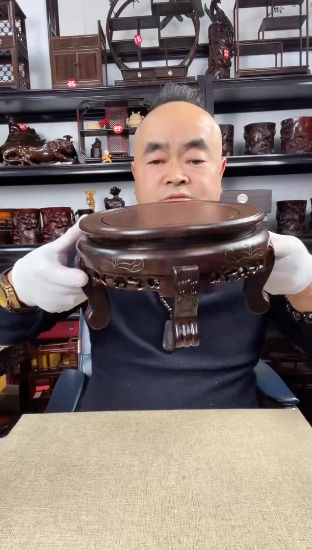 木老李红木工艺品20公分虎头几