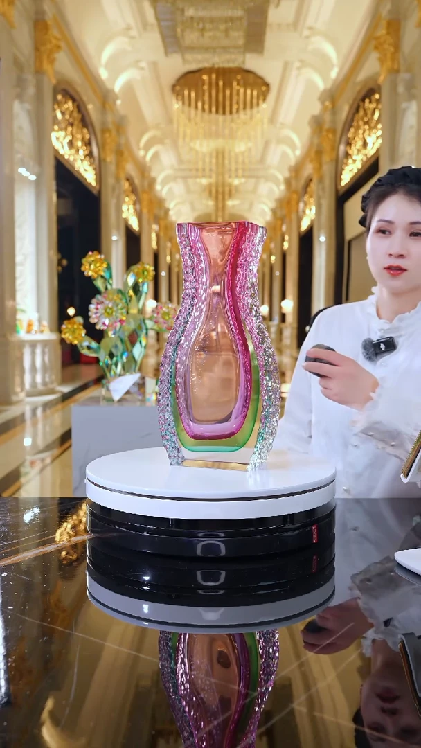 手工艺品琉璃AJ1010611琉璃金红花器
