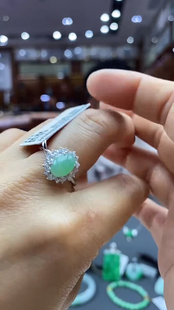 银S925镶嵌戒指翡翠戒指