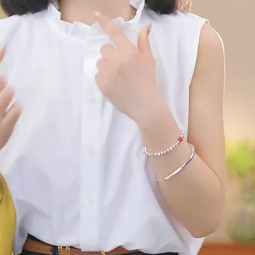 【相遇】2025新款上新白色花边领无袖衬衫春夏气质百搭上衣女