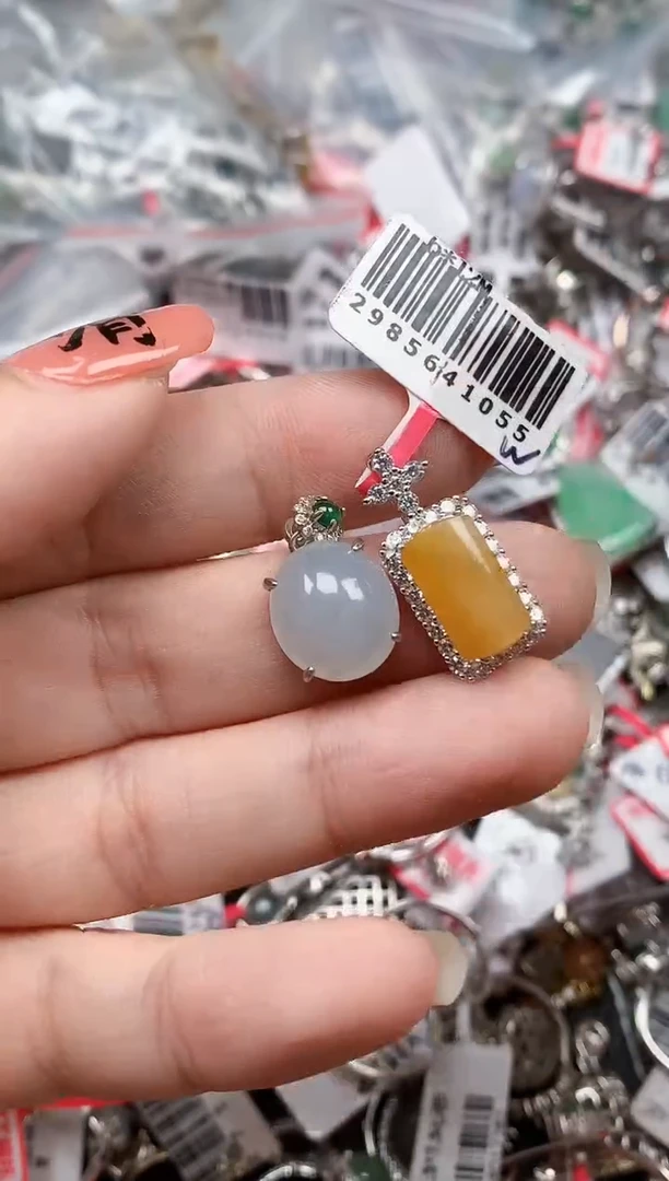 银S925镶嵌戒指翡翠天然A货缅甸翡翠