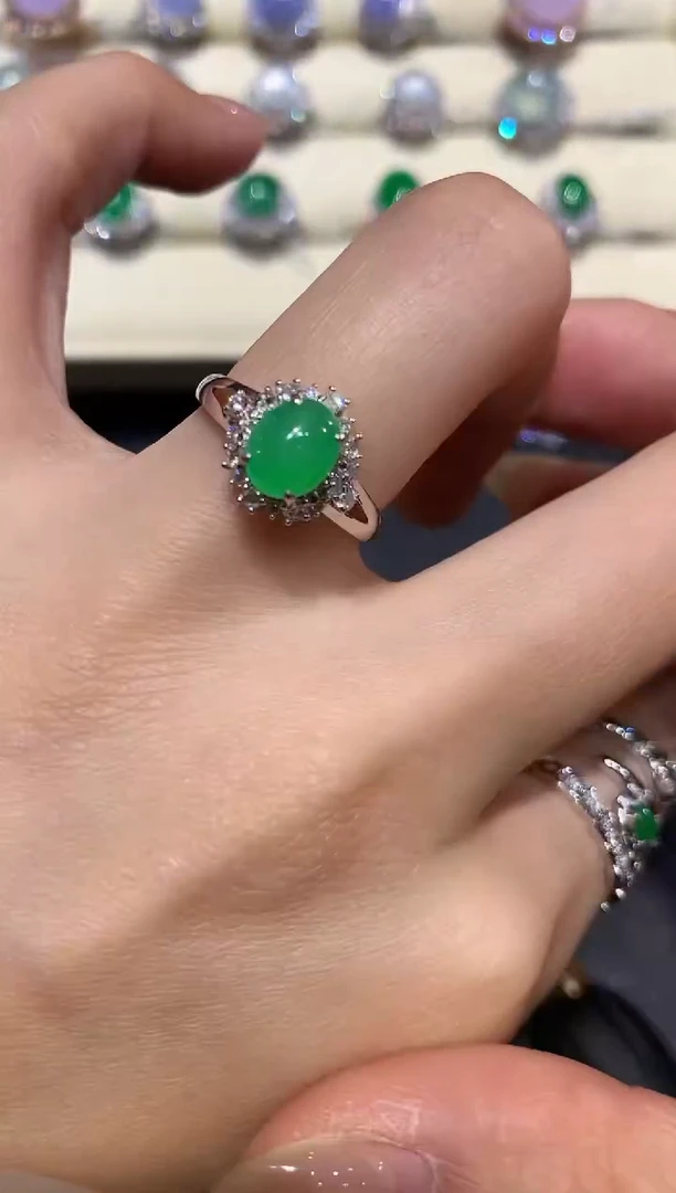 【闪购商品】翡翠戒指18K金镶嵌a164