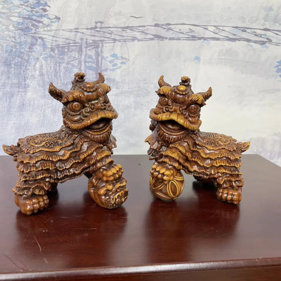 招财小狮子家居桌面摆件一对 拍一发二