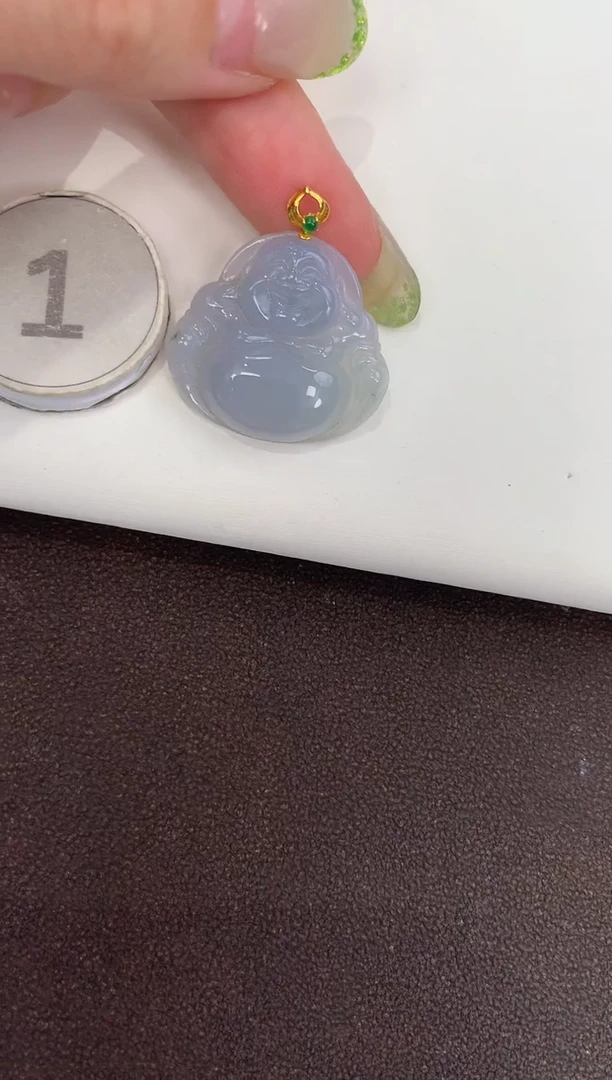 颈饰18K金镶嵌翡翠天然缅甸a货翡翠