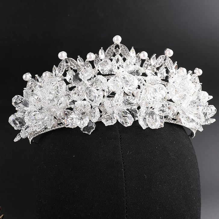 合金仿水晶婚庆饰品 喜看优选00609时尚新娘百搭超闪水晶皇冠头饰