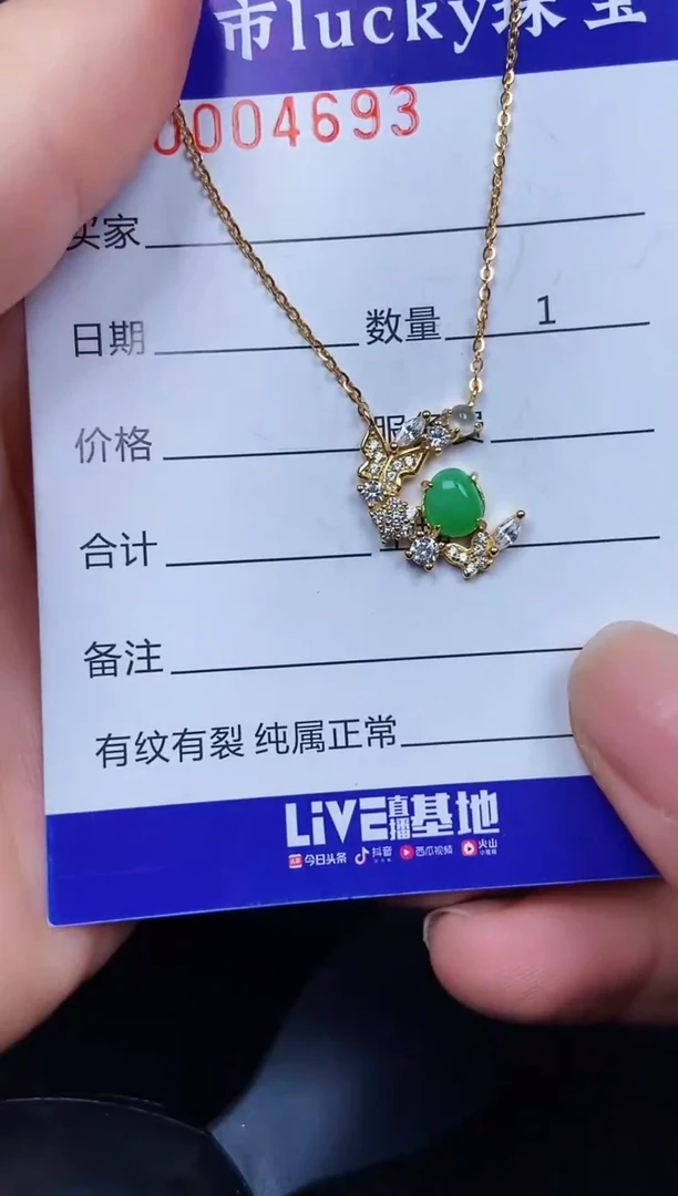翡翠银S925镶嵌颈饰4693