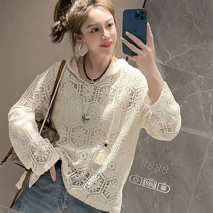 AC236宽松休闲风气质长袖时尚套装上衣蕾丝卫衣网红针织套头ins