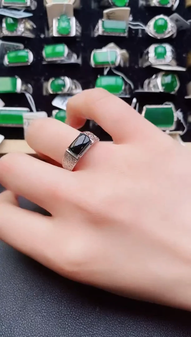 翡翠戒指银S925镶嵌80580