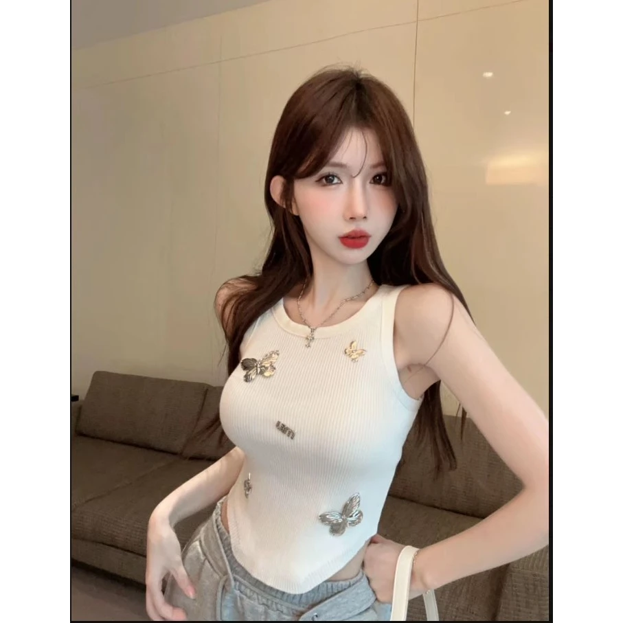 辣妹针织吊带背心女夏季新款修身显瘦短款设计感无袖外穿内搭上衣