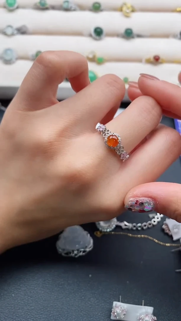 银S925镶嵌戒指翡翠44444444+2