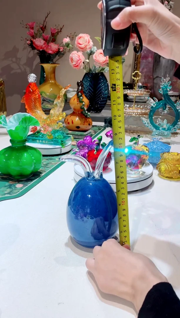 【闪购商品】琉璃手工艺品蓝色兔头   微瑕