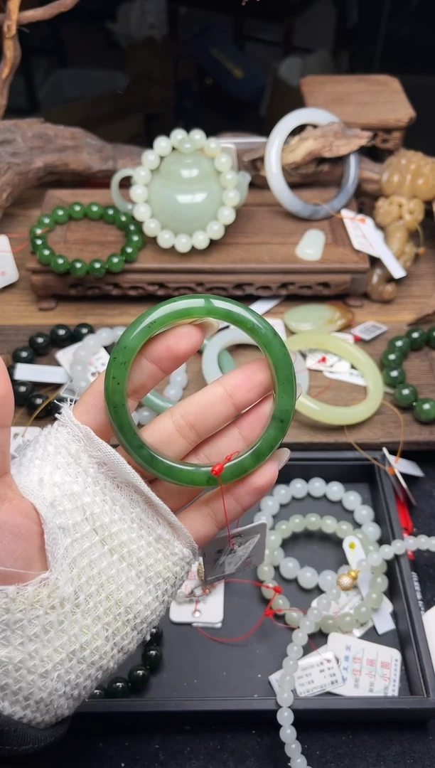 未镶嵌手镯和田玉俄料碧玉 55圈 9016156