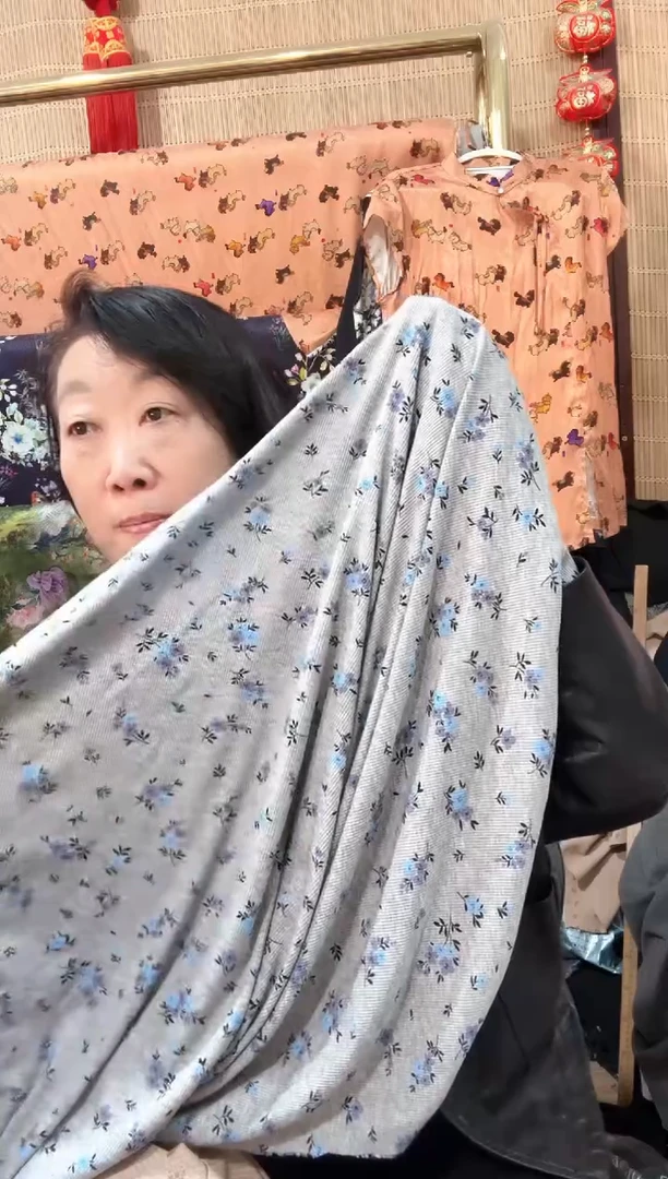 棉小花罗纹灰色1.2米布料