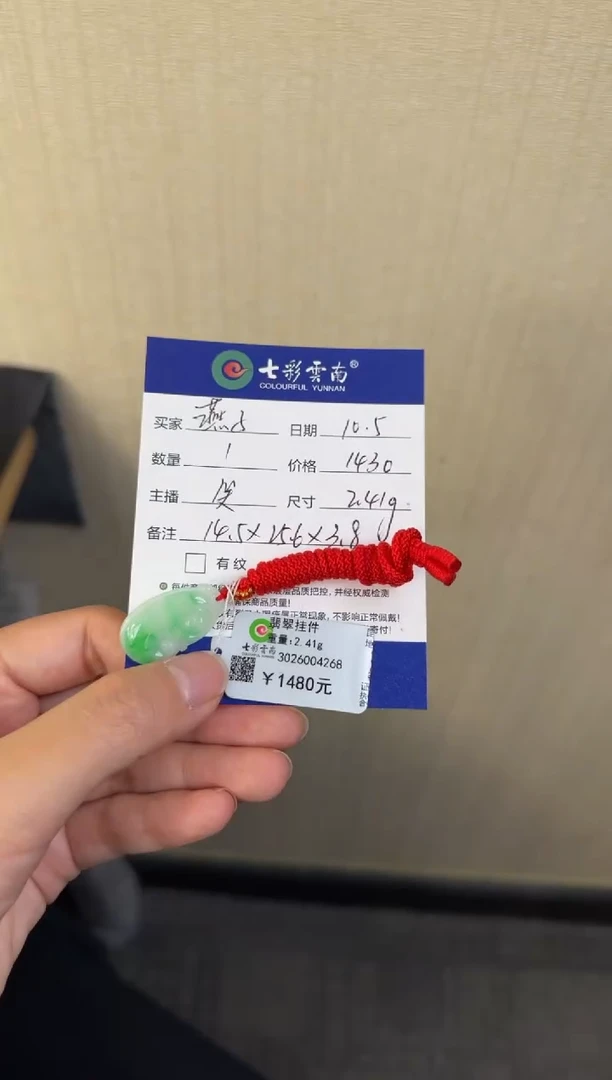 颈饰未镶嵌翡翠燕*翡翠绿色如意