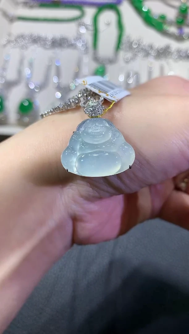 【闪购商品】翡翠吊坠(不含链)18K金镶嵌33-佛公（不含链与扣头