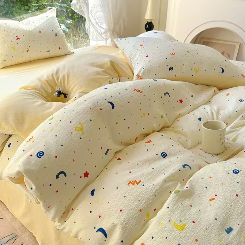 【棉纱四件套】四季款超柔软母婴级有氧提花宿舍单人三件套A类