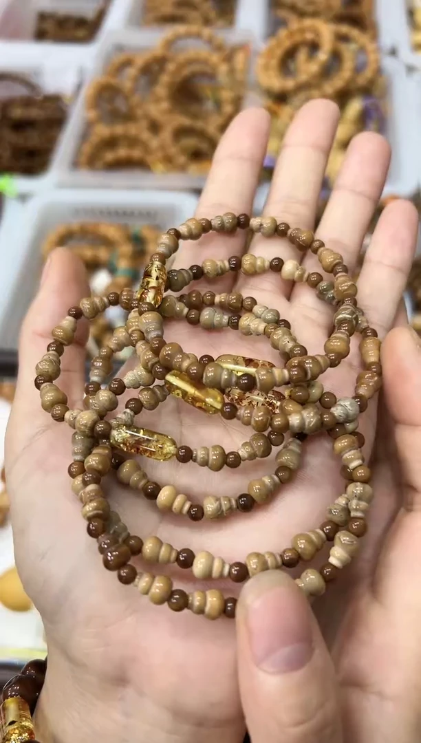 琥珀吊坠(赠链)未镶嵌diy库克 葫芦卡8mm*6mm 楼兰单圈【多样发1】